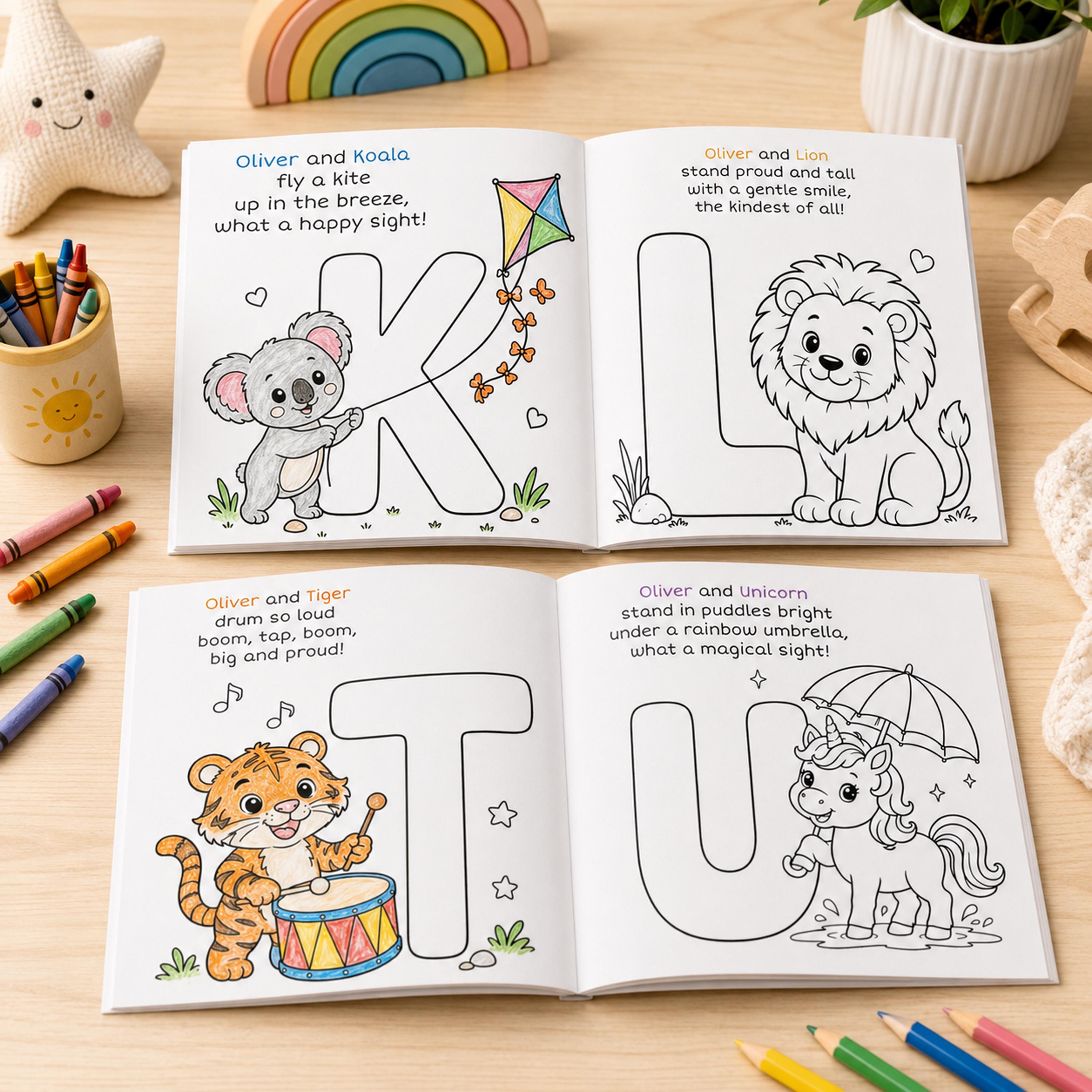 Personalized Animal Alphabet Coloring Book, Custom Toddler Coloring, Preschool Learning Activity Book, Kids Animal ABC Worksheets
