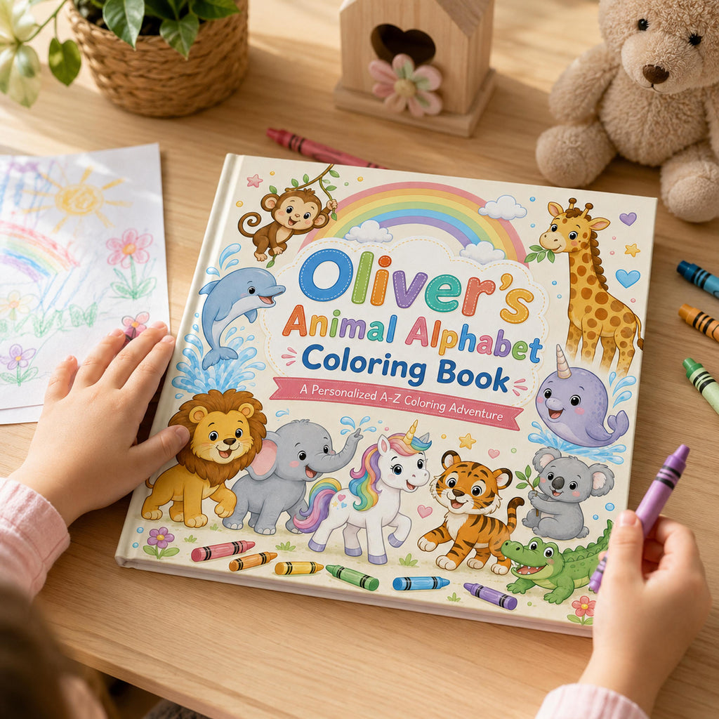 Personalized Animal Alphabet Coloring Book, Custom Toddler Coloring, Preschool Learning Activity Book, Kids Animal ABC Worksheets