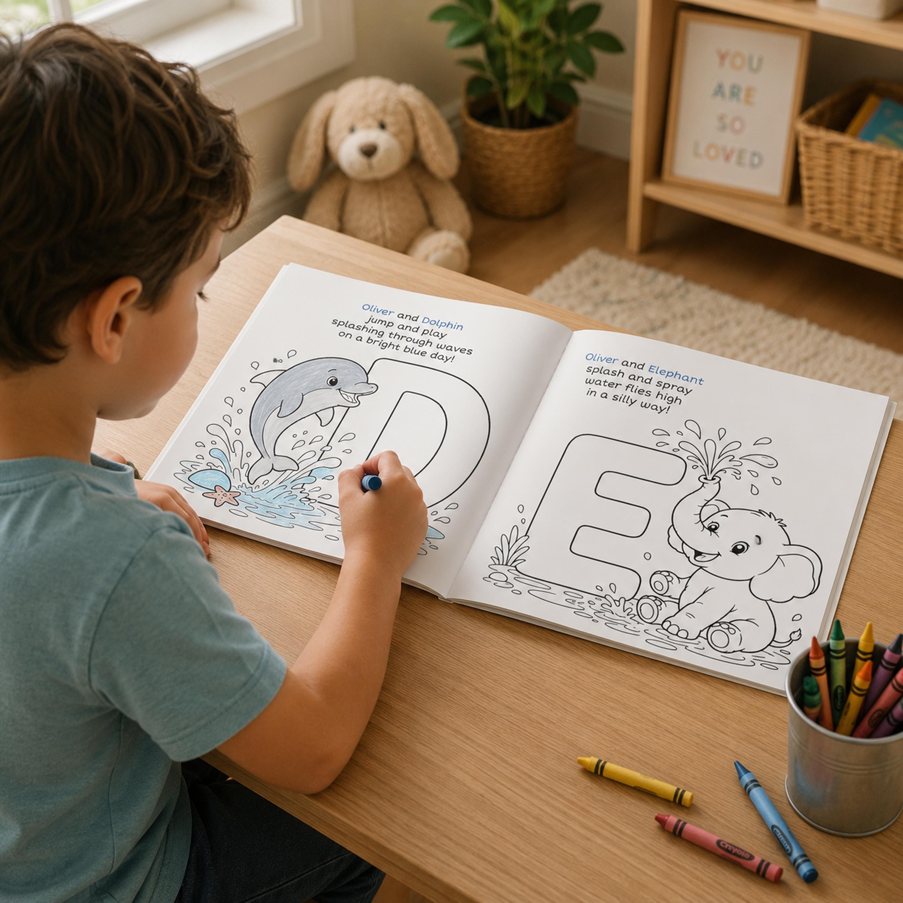 Personalized Animal Alphabet Coloring Book, Custom Toddler Coloring, Preschool Learning Activity Book, Kids Animal ABC Worksheets