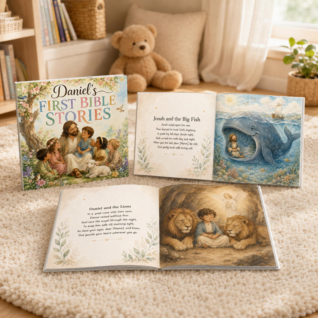 Personalized Christian Children’s Storybook, Custom First Bible Stories Book with Name, Baptism Gift for Boy Girl, Christening Keepsake Gift