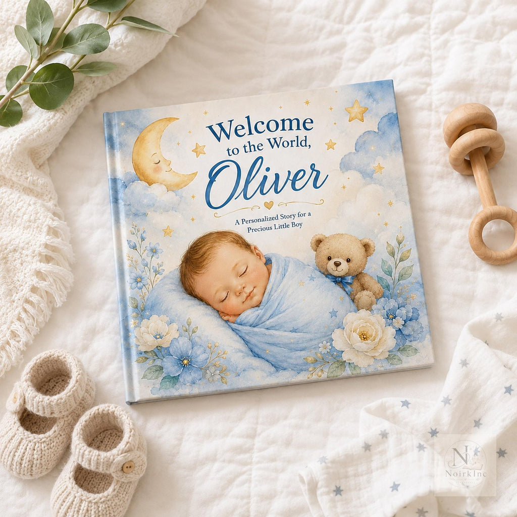Personalized Baby Boy Story Book, Newborn Keepsake