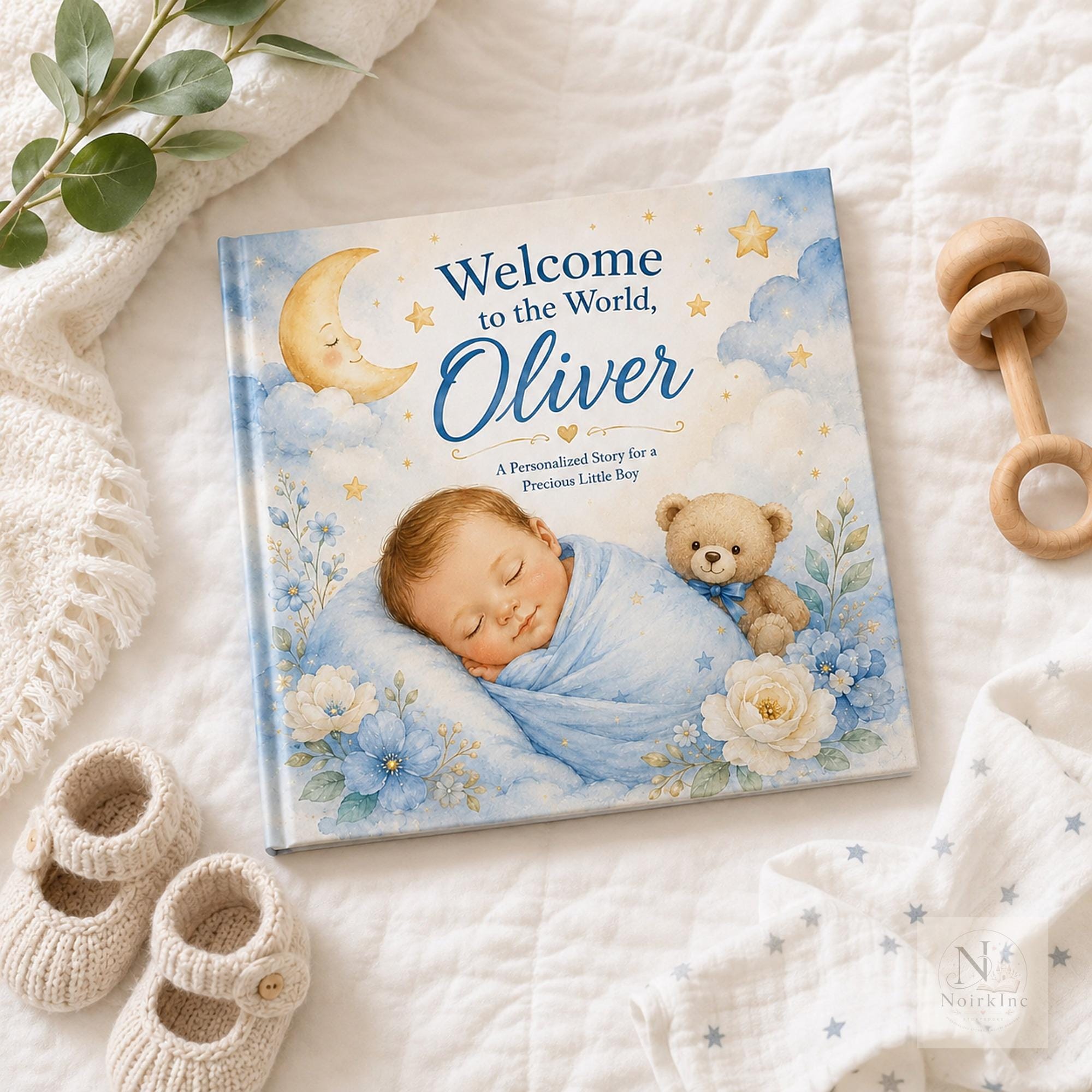 Personalized Baby Boy Story Book, Newborn Keepsake