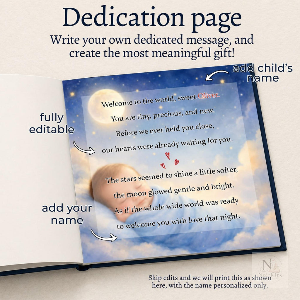 Personalized Baby Boy Story Book, Newborn Keepsake
