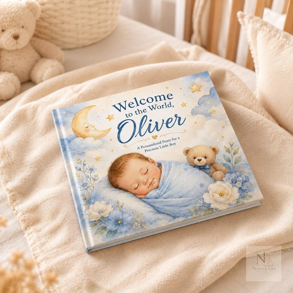 Personalized Baby Boy Story Book, Newborn Keepsake