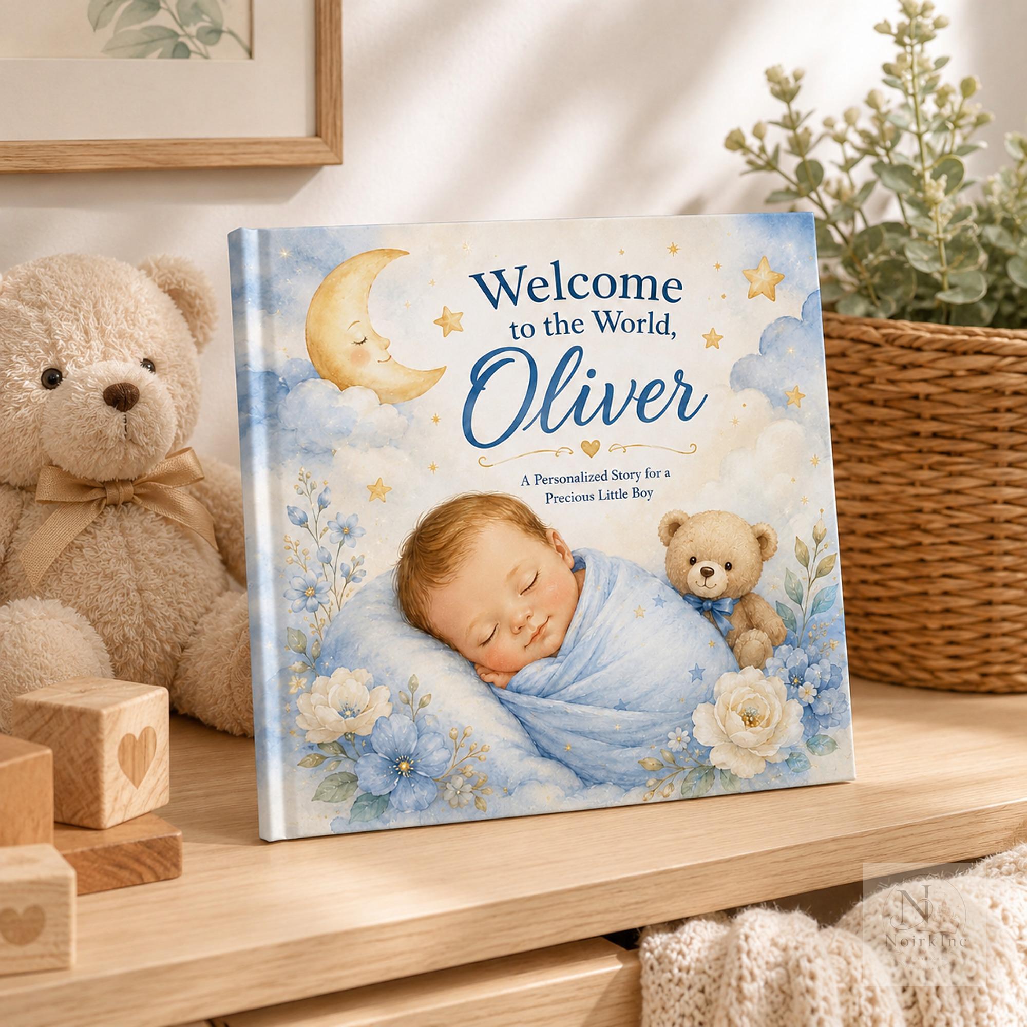 Personalized Baby Boy Story Book, Newborn Keepsake