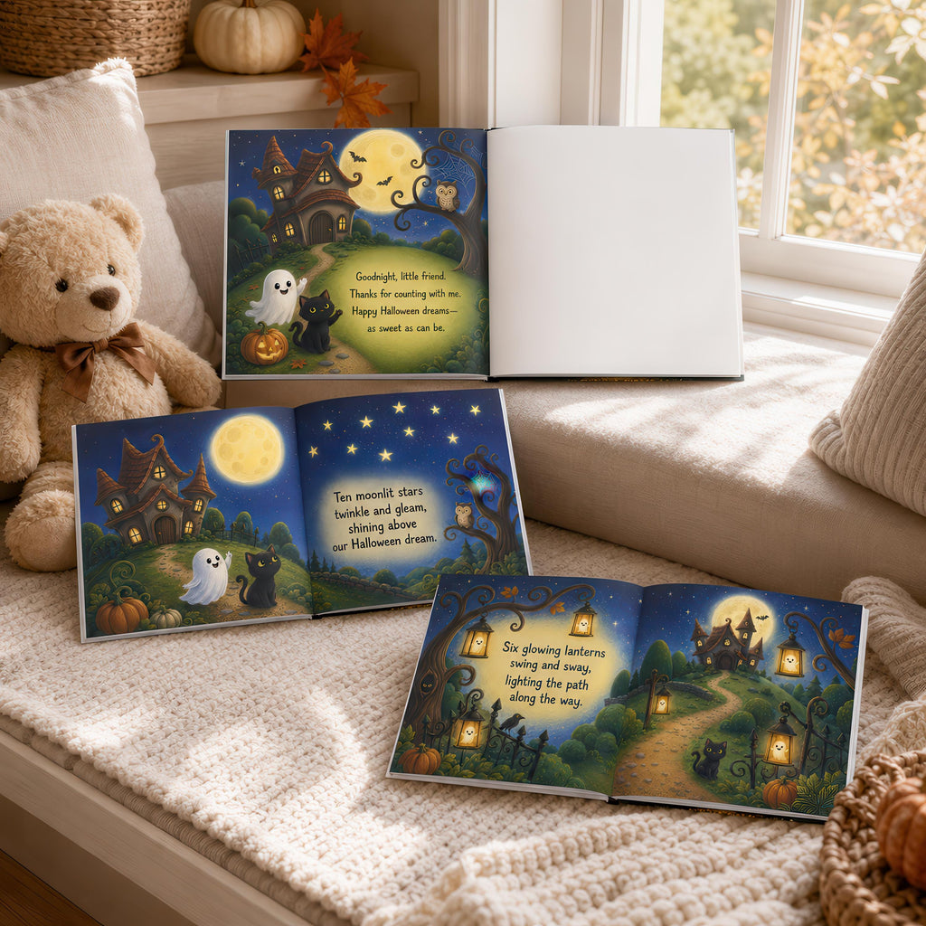 Personalized One, Two Boo Halloween Counting Book, Custom Name Spooky Story Book for Kids, Pumpkin Ghost Cat Toddler Gift