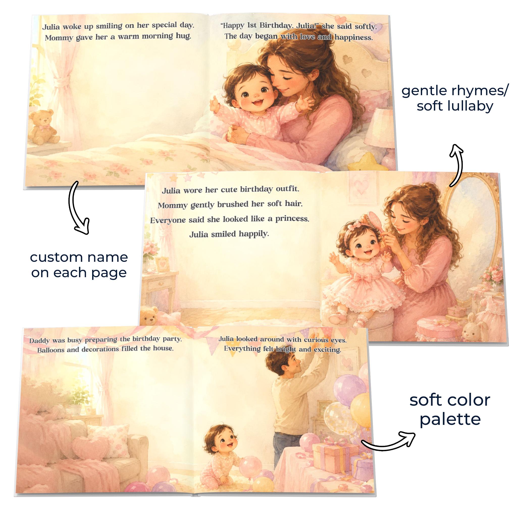 Personalized 1st Birthday Storybook, Custom Baby Book, 1 Year Old Milestone Gift for Girl Boy from Aunt Grandma