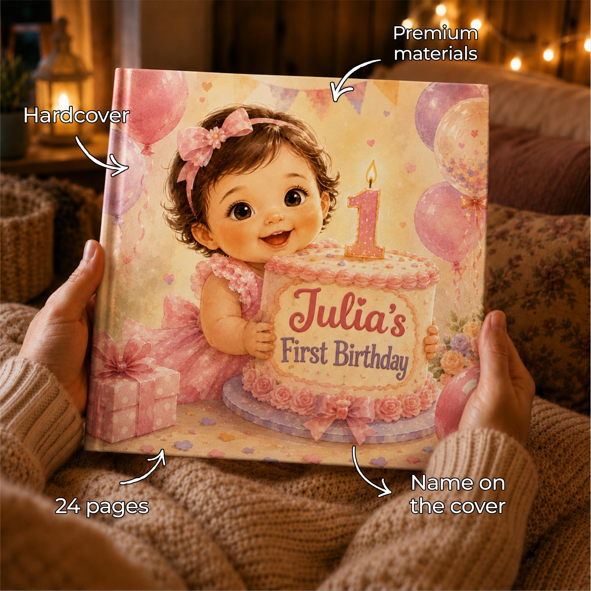 Personalized 1st Birthday Storybook, Custom Baby Book, 1 Year Old Milestone Gift for Girl Boy from Aunt Grandma