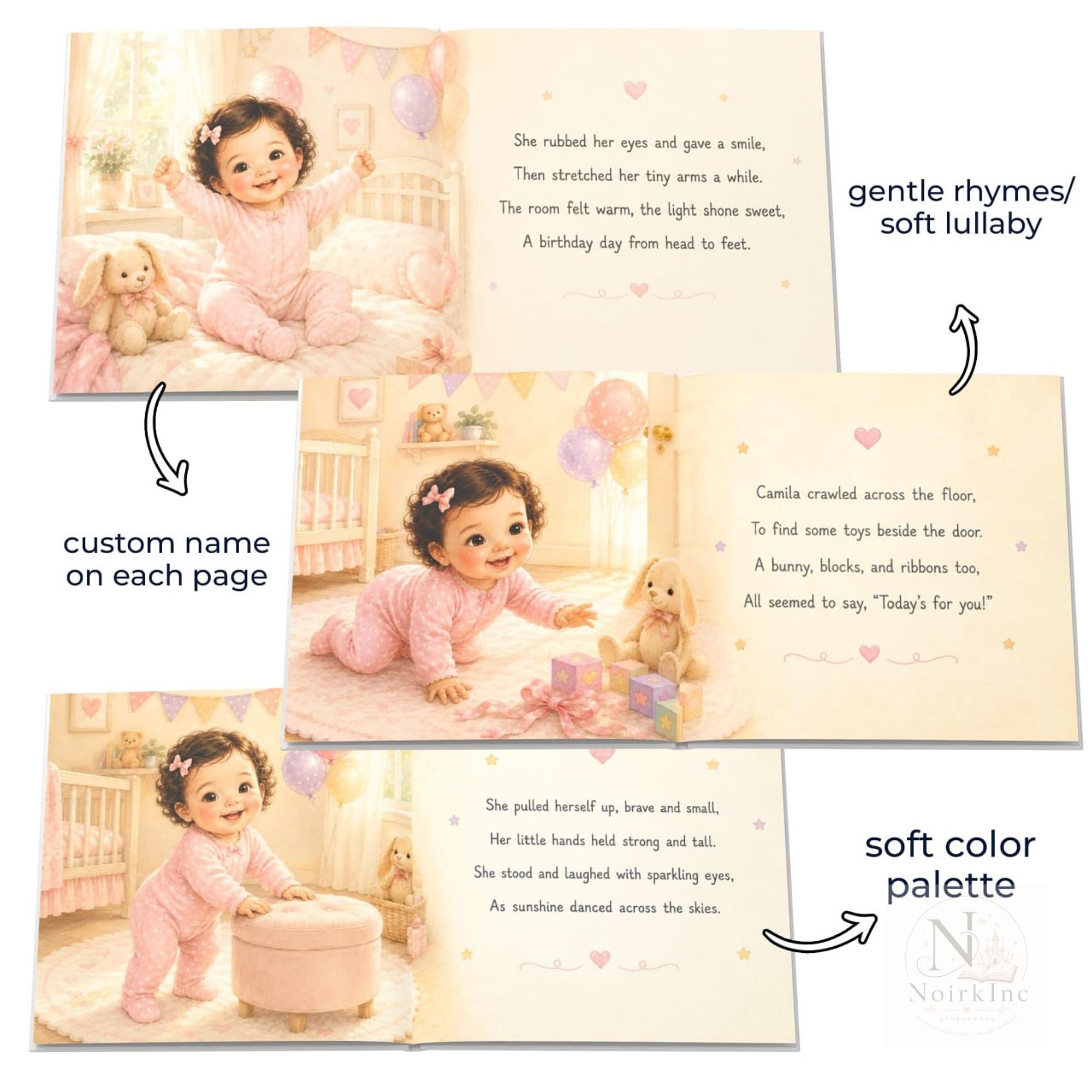 Personalized First Birthday Book With Baby's Name and Face