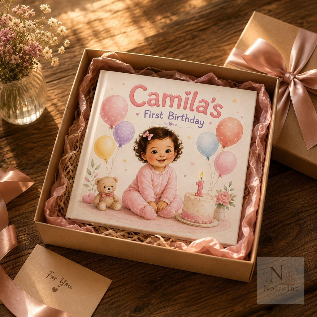 Personalized First Birthday Book With Baby's Name and Face