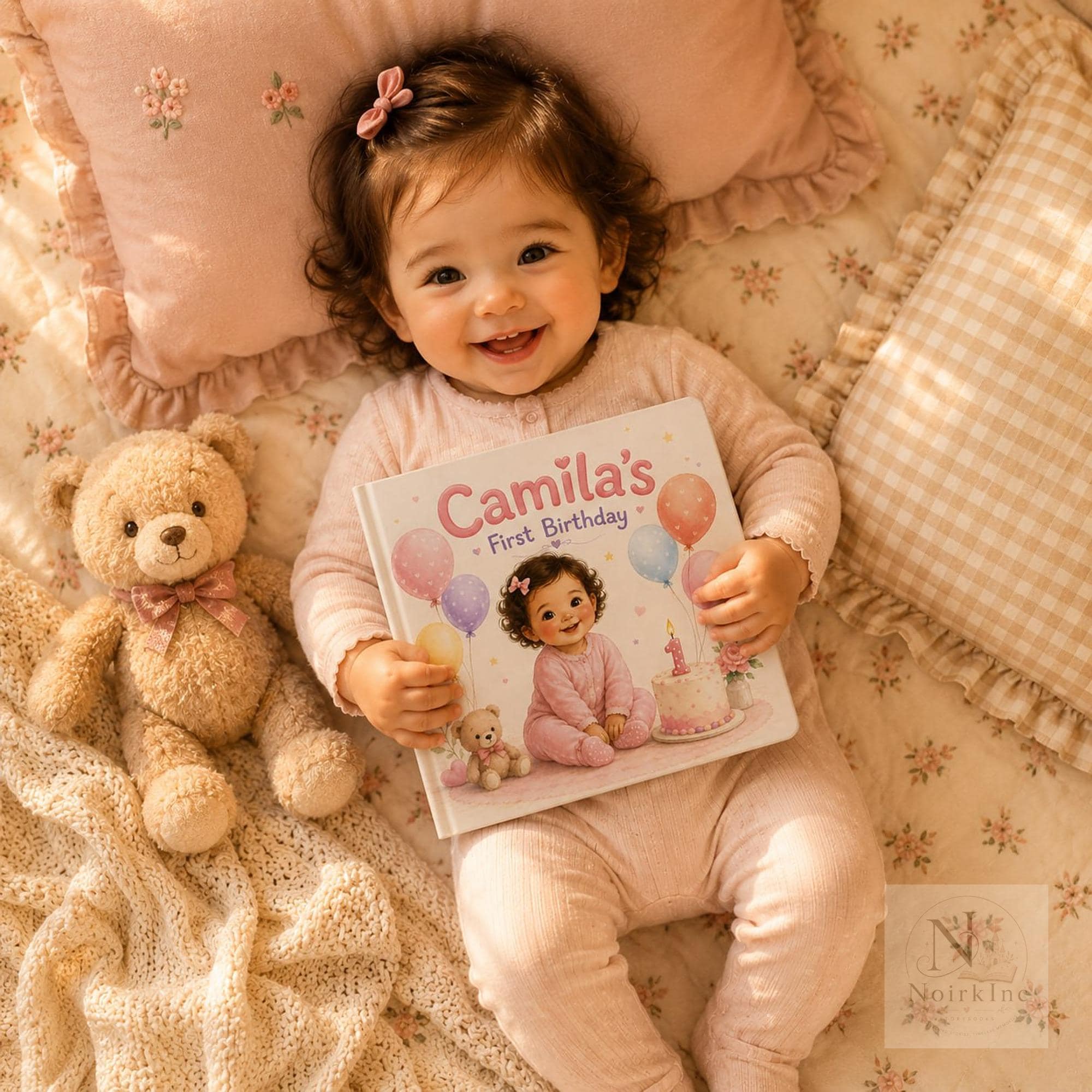 Personalized First Birthday Book With Baby's Name and Face
