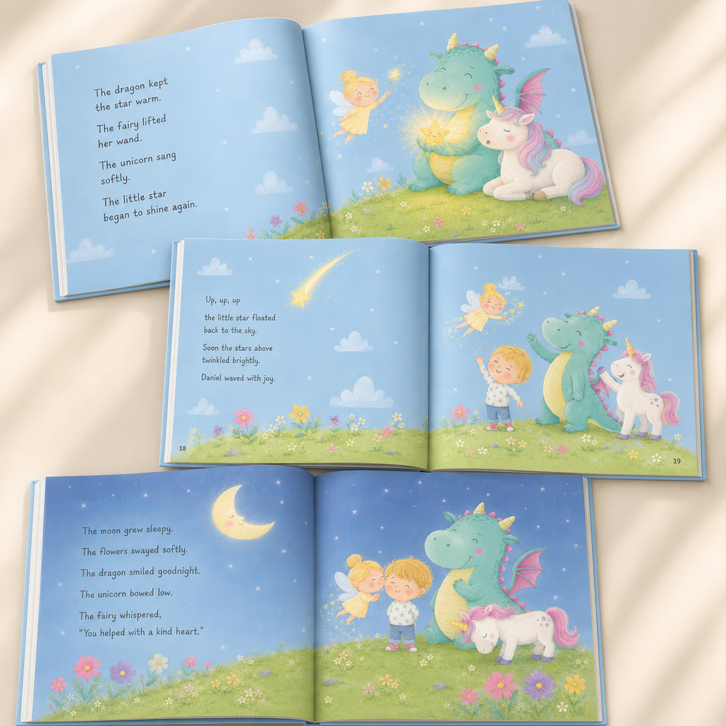 Personalized Bedtime Story Book, Custom Name Children’s Book, Dragon Unicorn Fairy Adventure, Baby Shower Birthday Gift