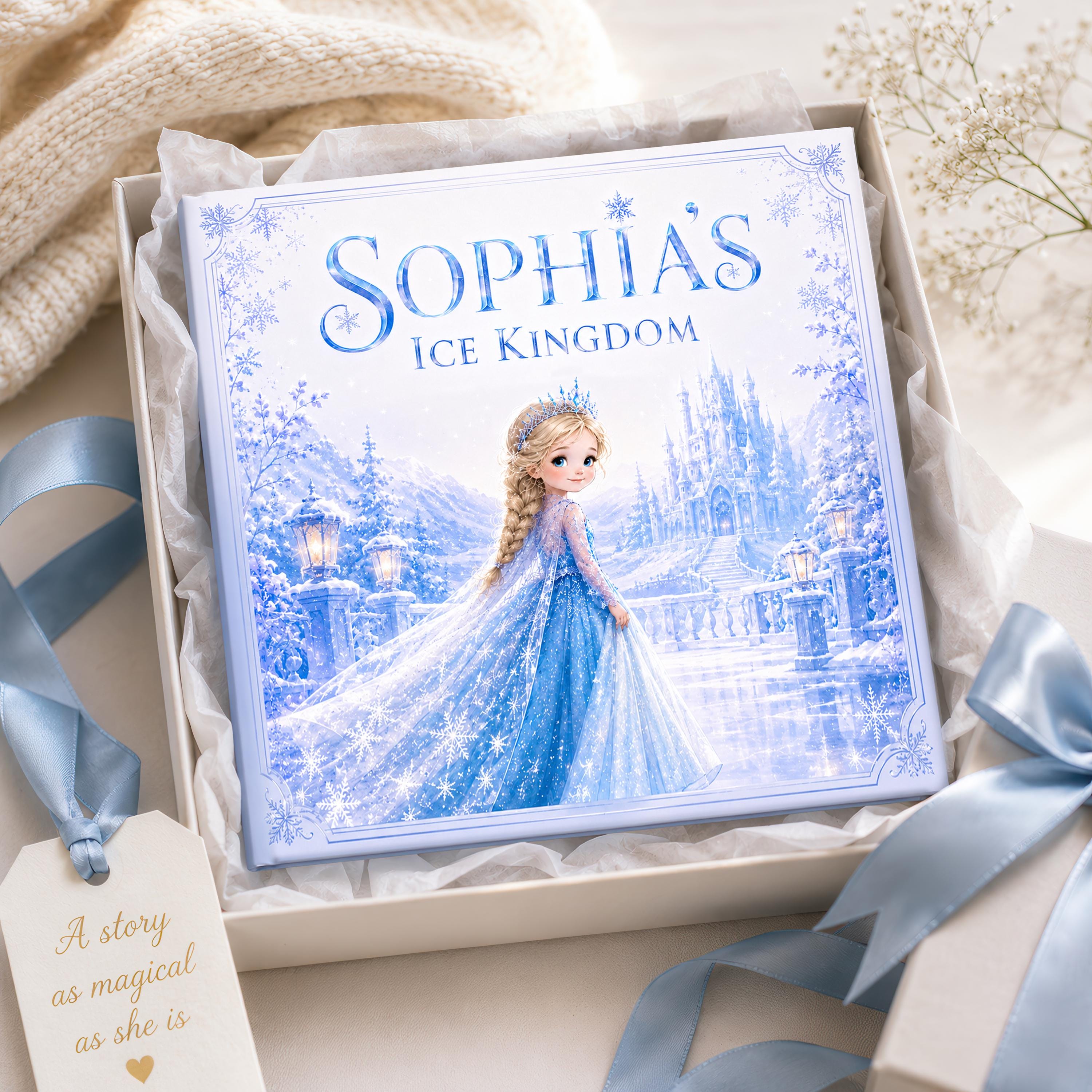 Personalized Ice Princess Storybook, Custom Name Winter Fairy Tale Book, Ice Kingdom Birthday Gift for Girls, Snow Magic Adventure Book