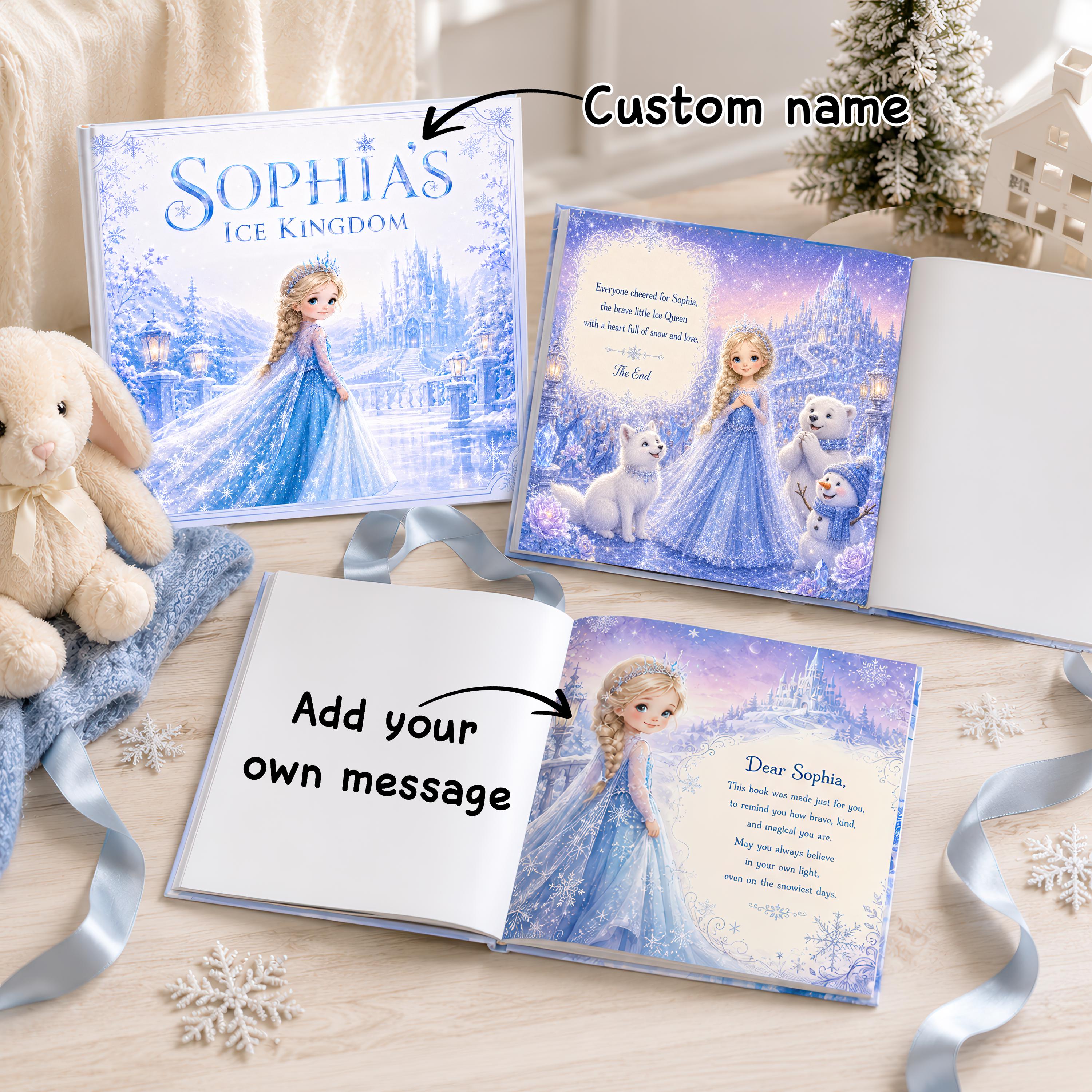 Personalized Ice Princess Storybook, Custom Name Winter Fairy Tale Book, Ice Kingdom Birthday Gift for Girls, Snow Magic Adventure Book