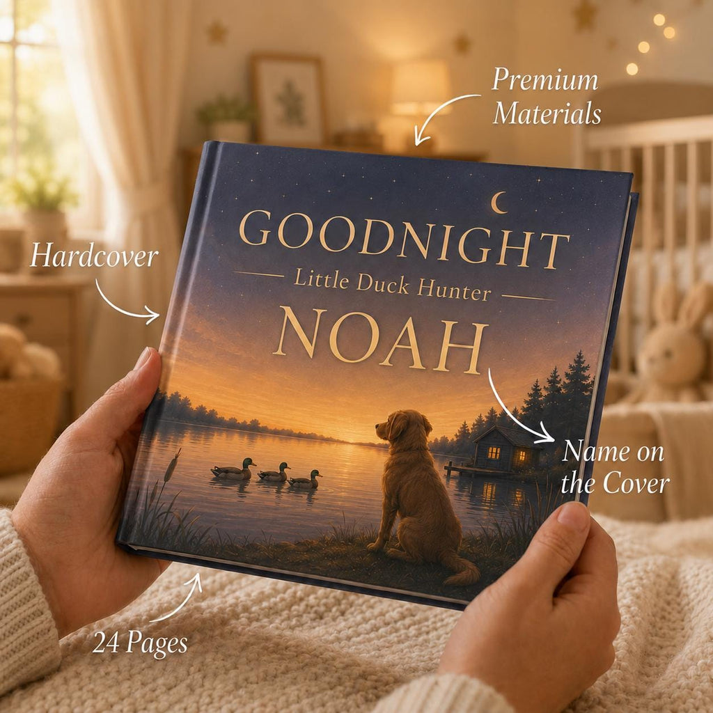 Personalized Duck Hunting Baby Book, Custom Little Hunter Bedtime Story, Mallard Nursery Keepsake, Baby Boy Shower Gift