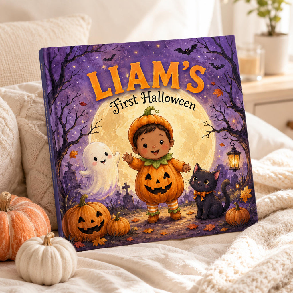 Personalized First Halloween Storybook, Custom Name 1st Halloween Gift for Baby Girl or Boy, Newborn Toddler Trick or Treat Keepsake