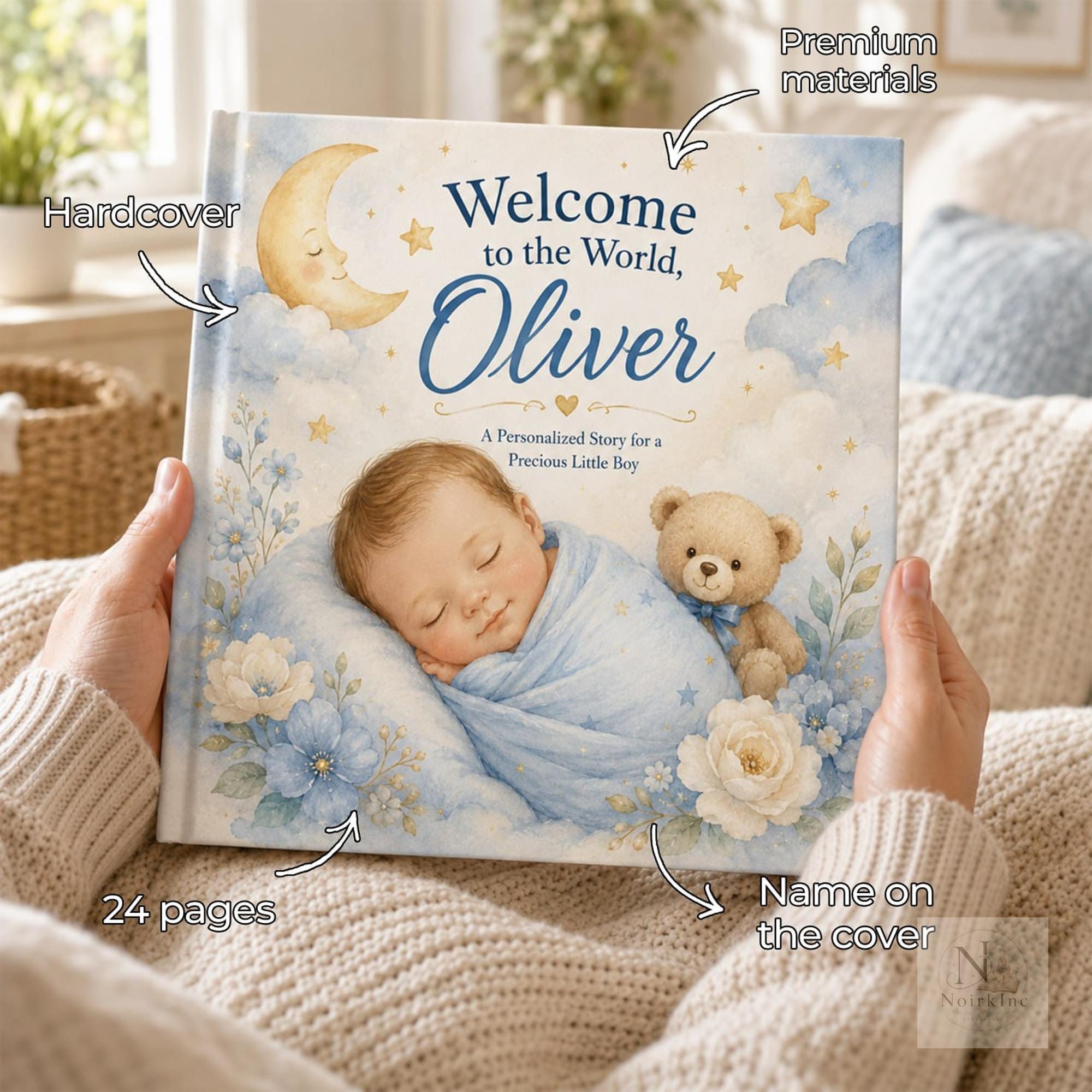 Personalized Baby Boy Story Book, Newborn Keepsake