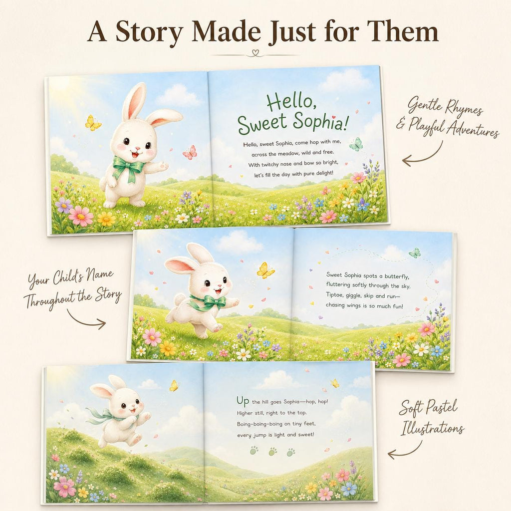 Personalized Bunny Story Book, Custom Name Toddler Keepsake Gift