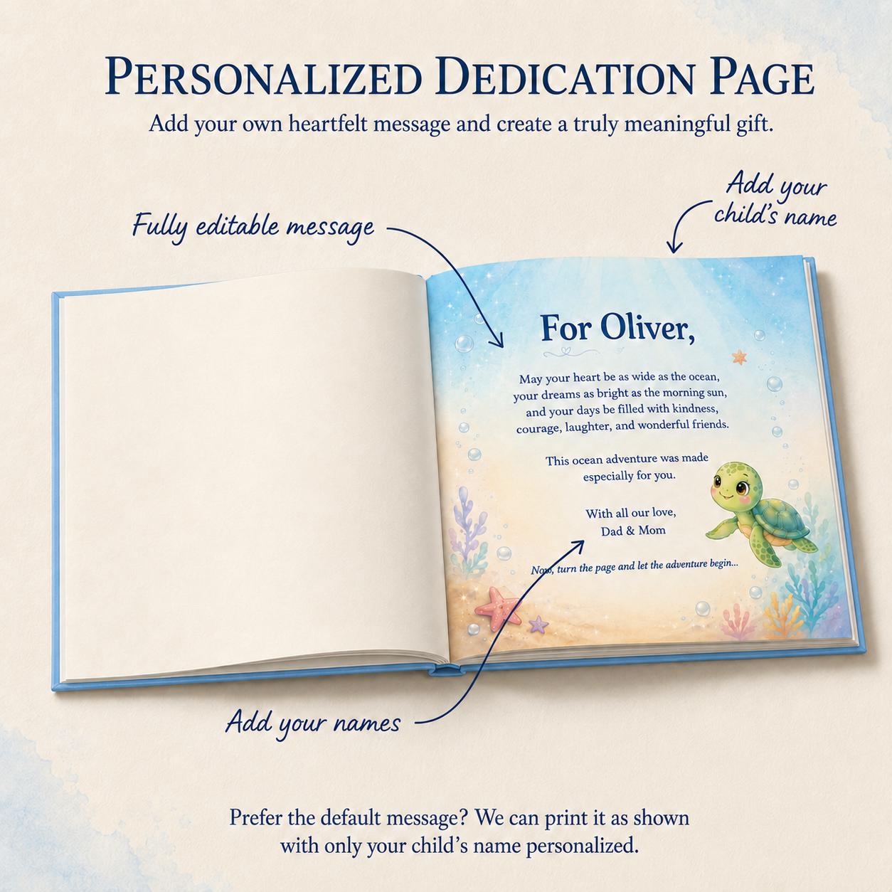 Personalized Ocean Story Book, Custom Name Hardcover for Kids
