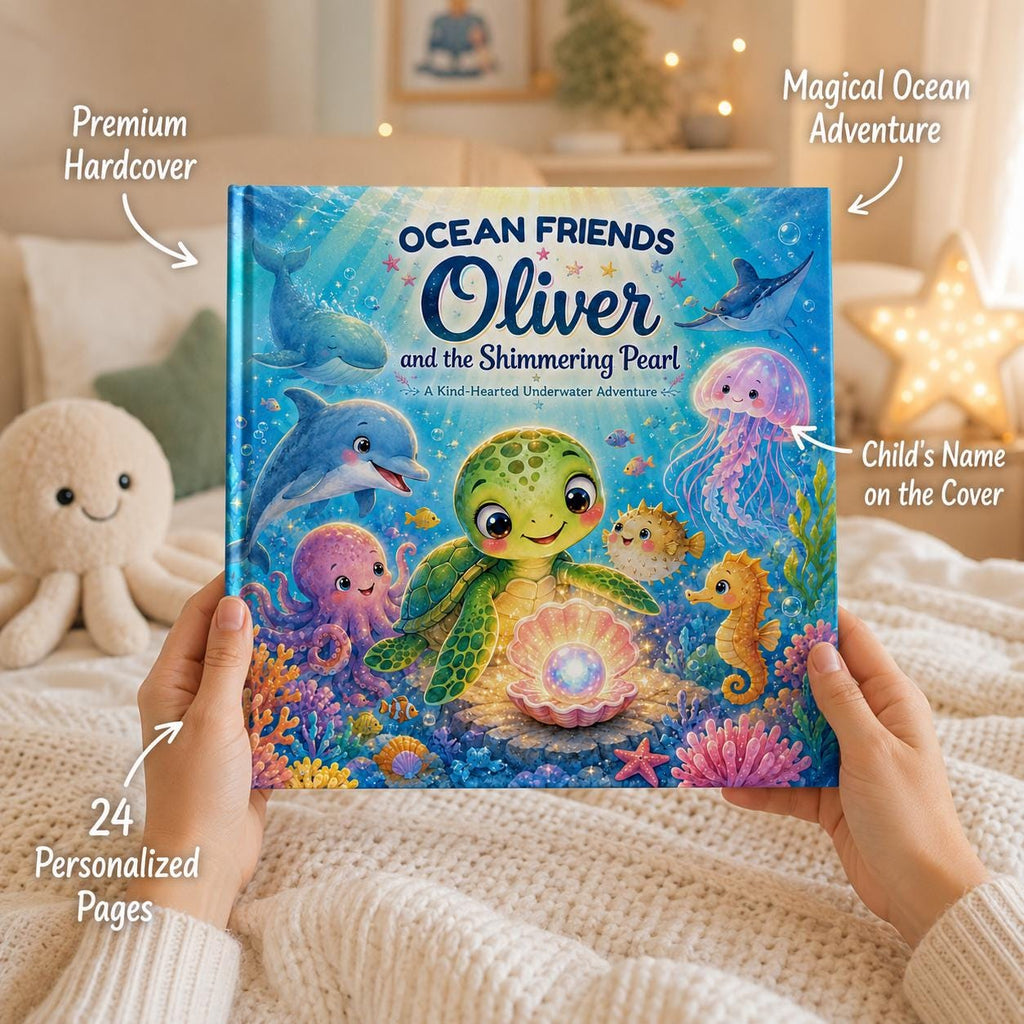 Personalized Ocean Story Book, Custom Name Hardcover for Kids