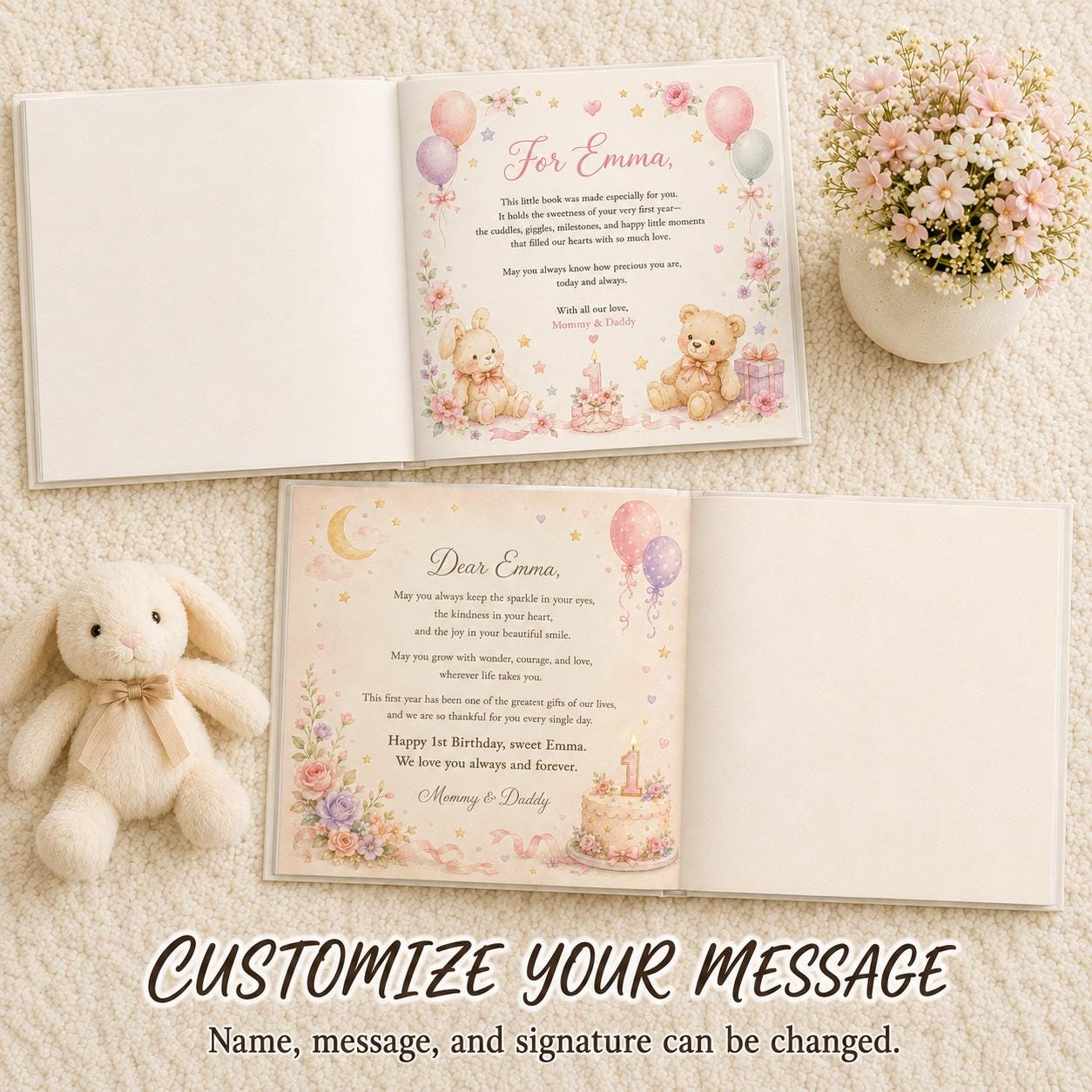 Personalized First Birthday Book | Custom Baby Storybook Keepsake
