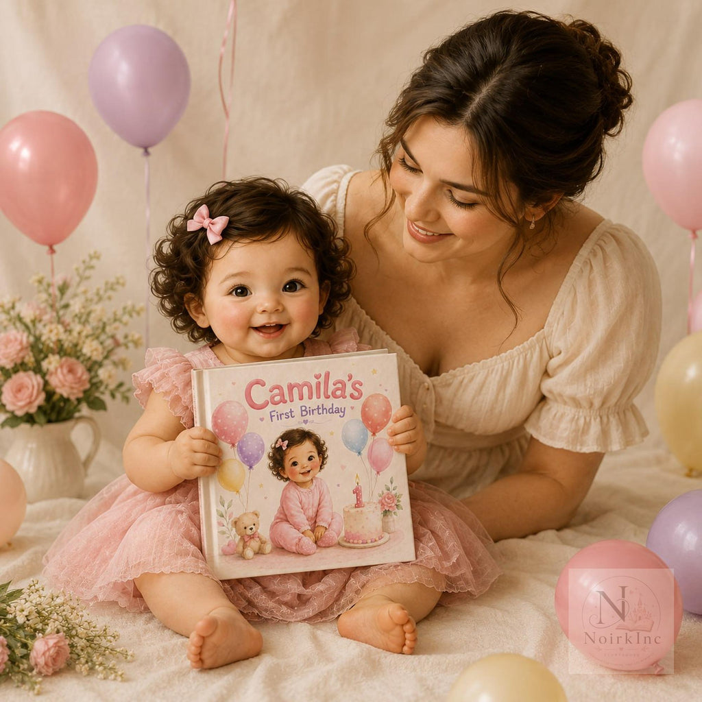 Personalized First Birthday Book With Baby's Name and Face