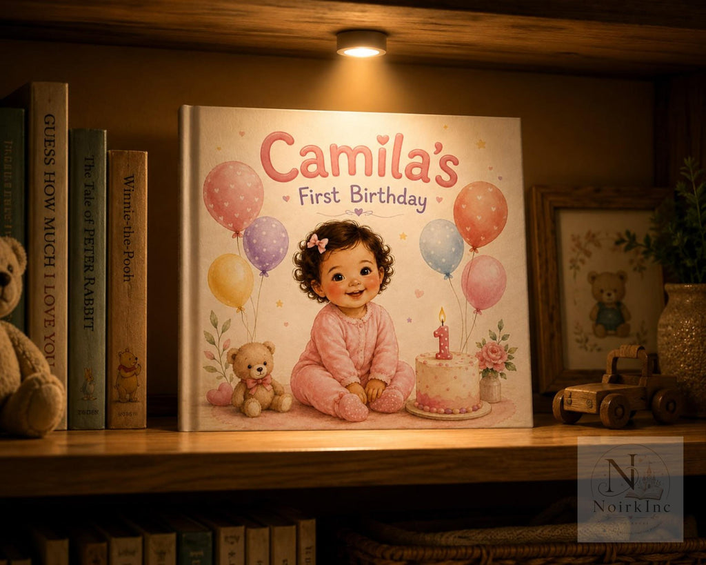 Personalized First Birthday Book With Baby's Name and Face