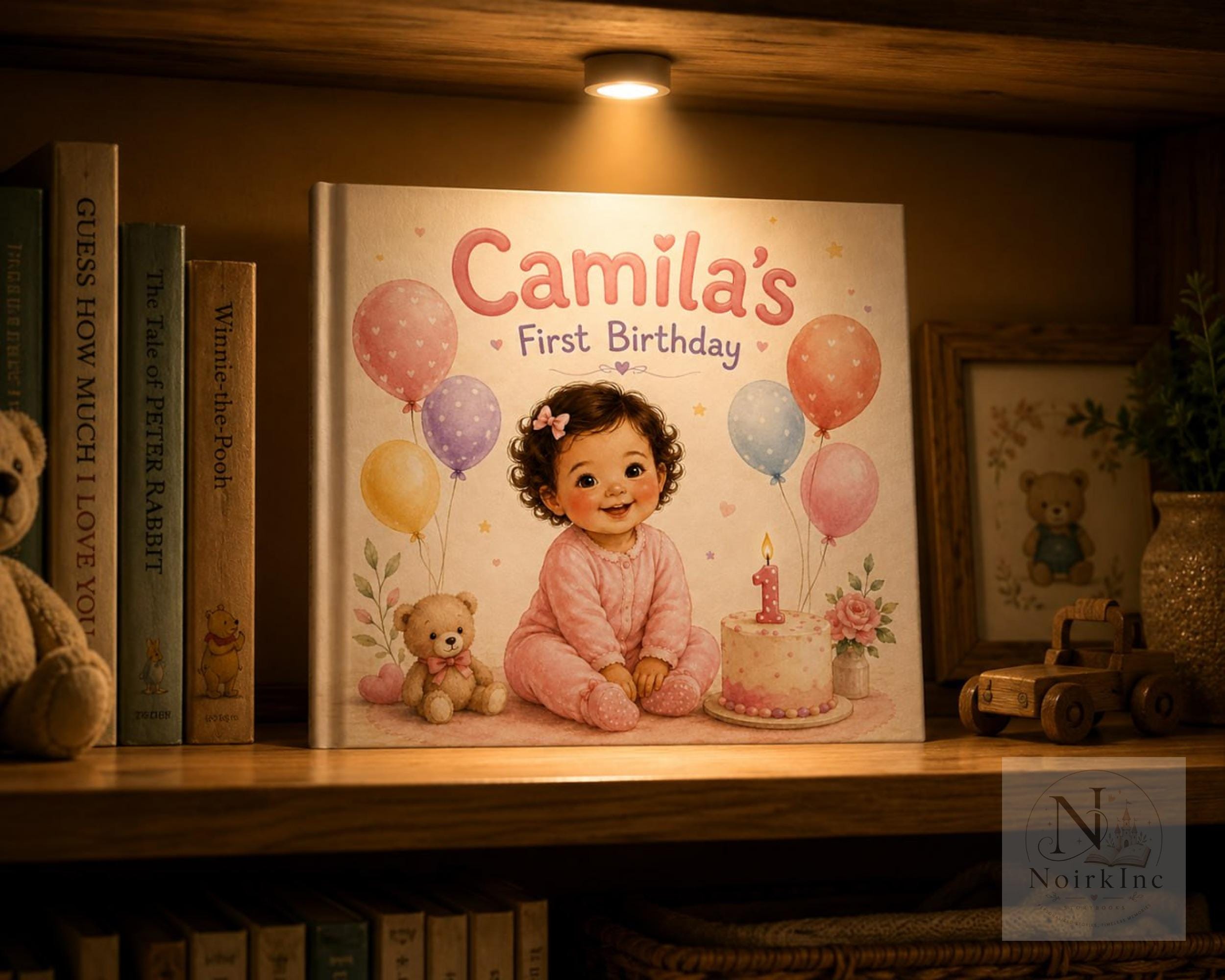 Personalized First Birthday Book With Baby's Name and Face