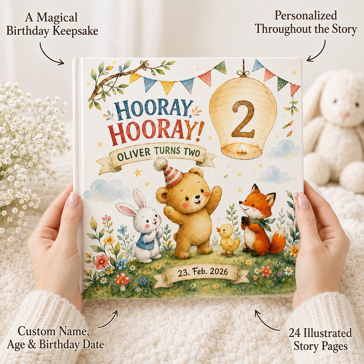 Personalized Birthday Book for Kids, Woodland Keepsake Gift