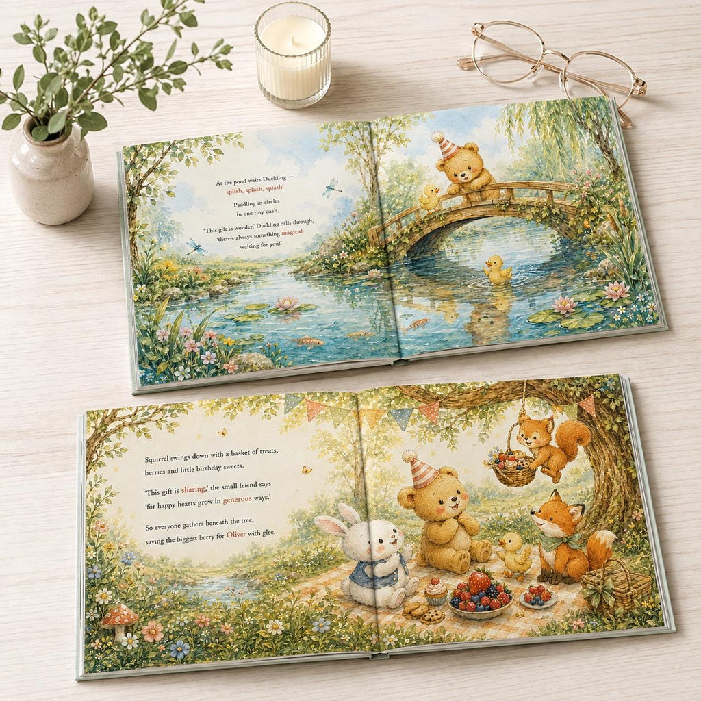 Personalized Birthday Book for Kids, Woodland Keepsake Gift