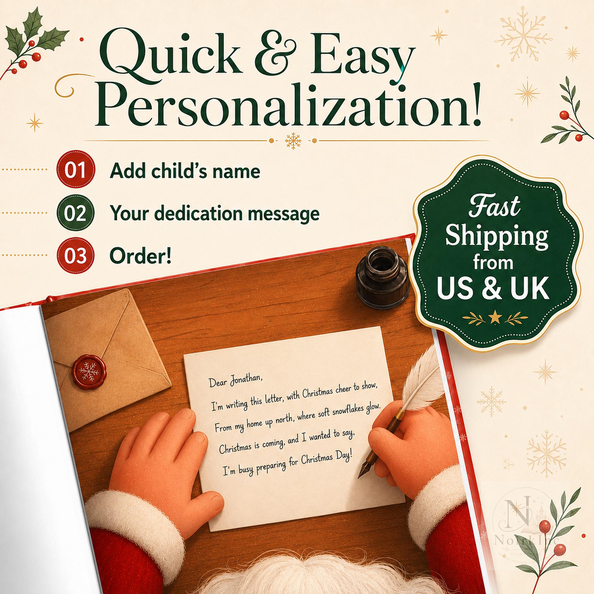 Personalized Christmas Book for Kids With Santa Letter