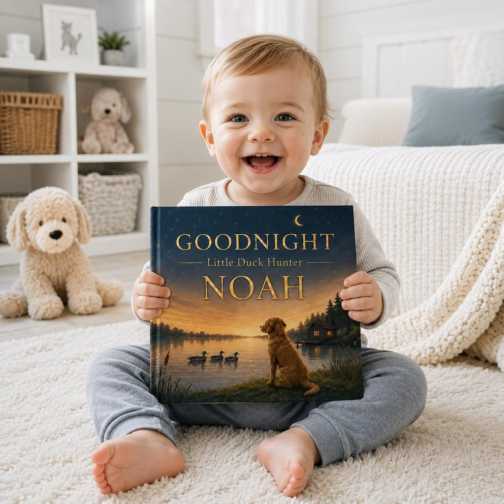 Personalized Duck Hunting Baby Book, Custom Little Hunter Bedtime Story, Mallard Nursery Keepsake, Baby Boy Shower Gift