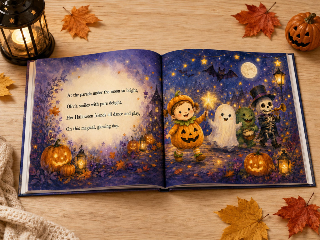 Personalized First Halloween Storybook, Custom Name 1st Halloween Gift for Baby Girl or Boy, Newborn Toddler Trick or Treat Keepsake