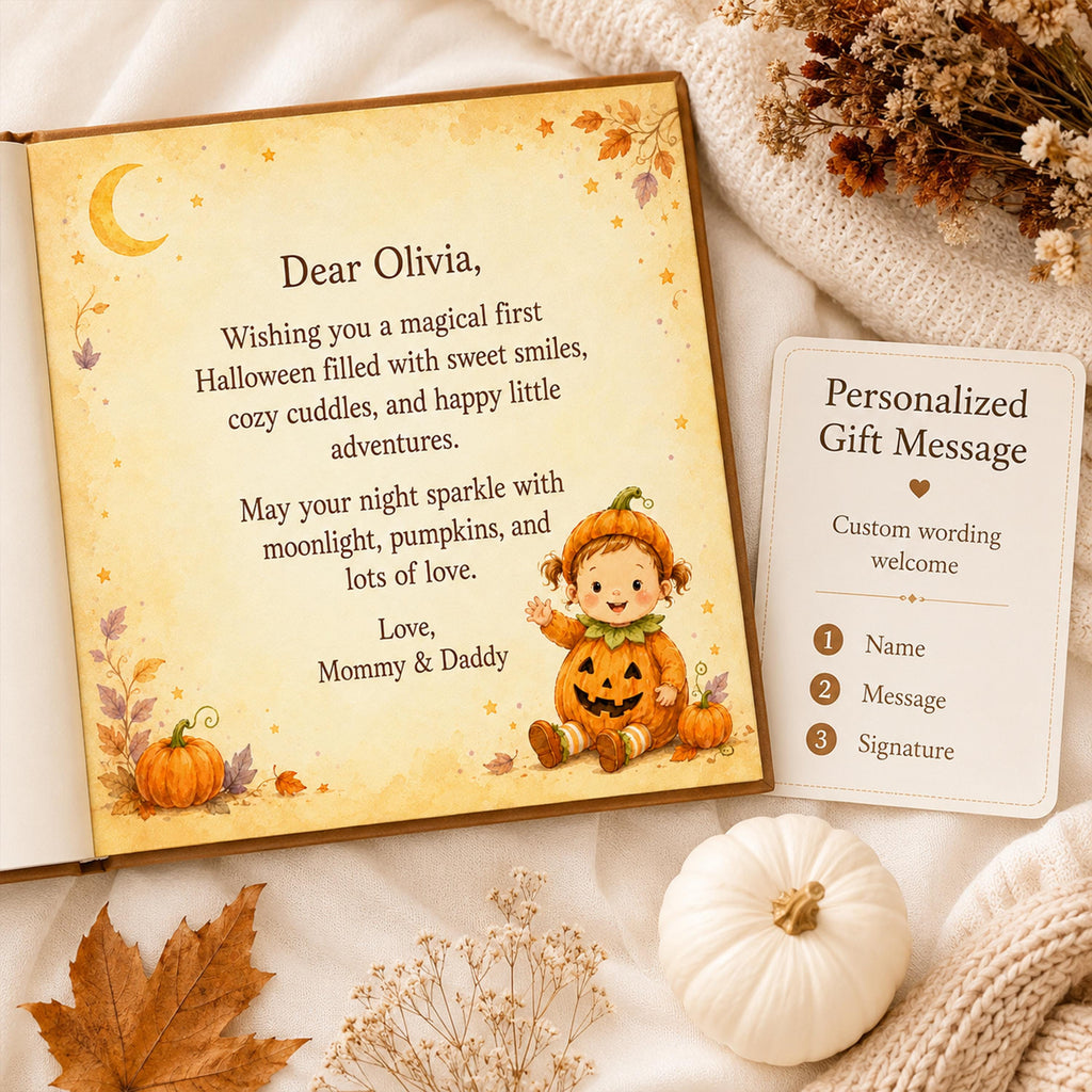 Personalized First Halloween Storybook, Custom Name 1st Halloween Gift for Baby Girl or Boy, Newborn Toddler Trick or Treat Keepsake