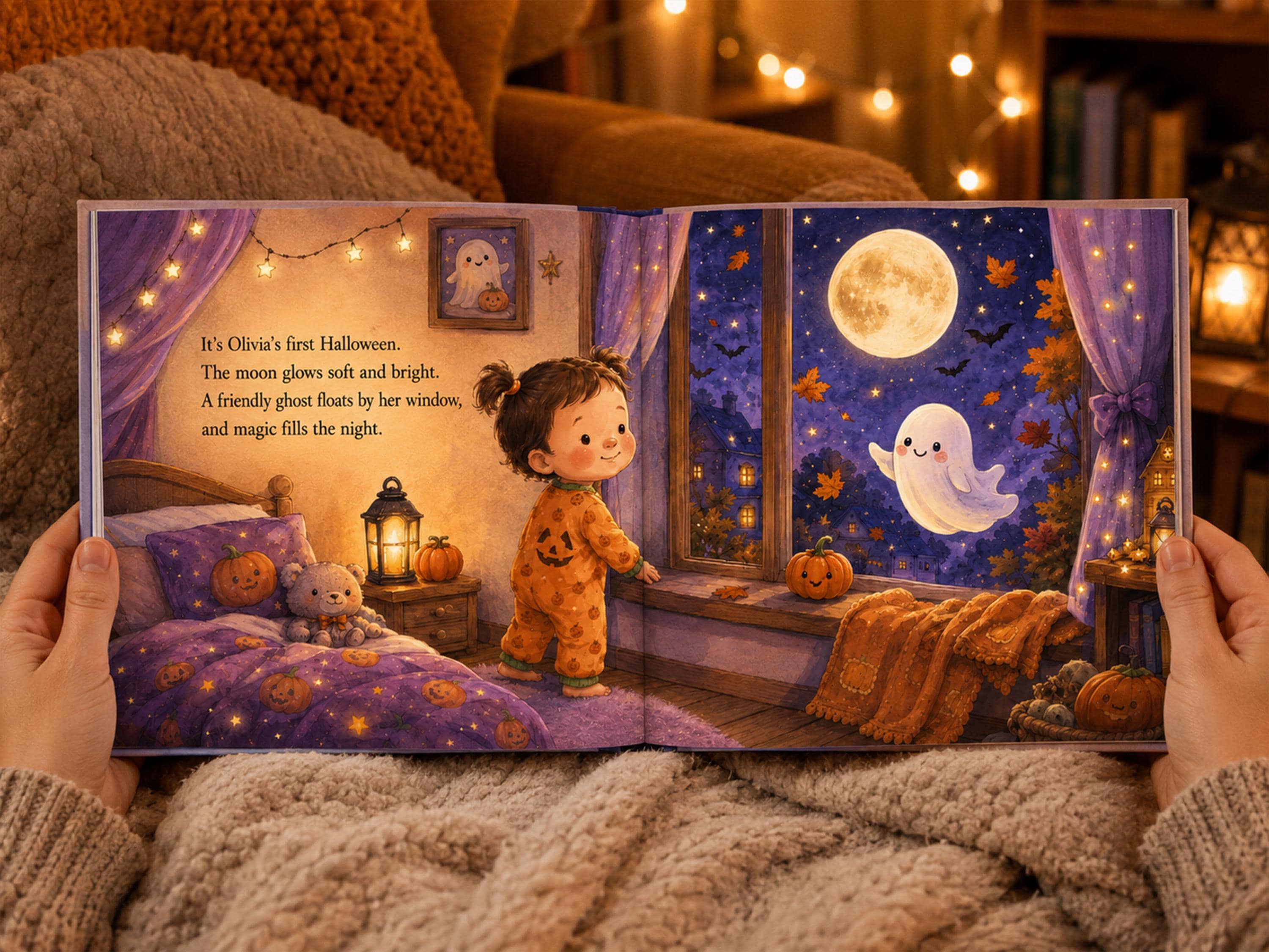 Personalized First Halloween Storybook, Custom Name 1st Halloween Gift for Baby Girl or Boy, Newborn Toddler Trick or Treat Keepsake
