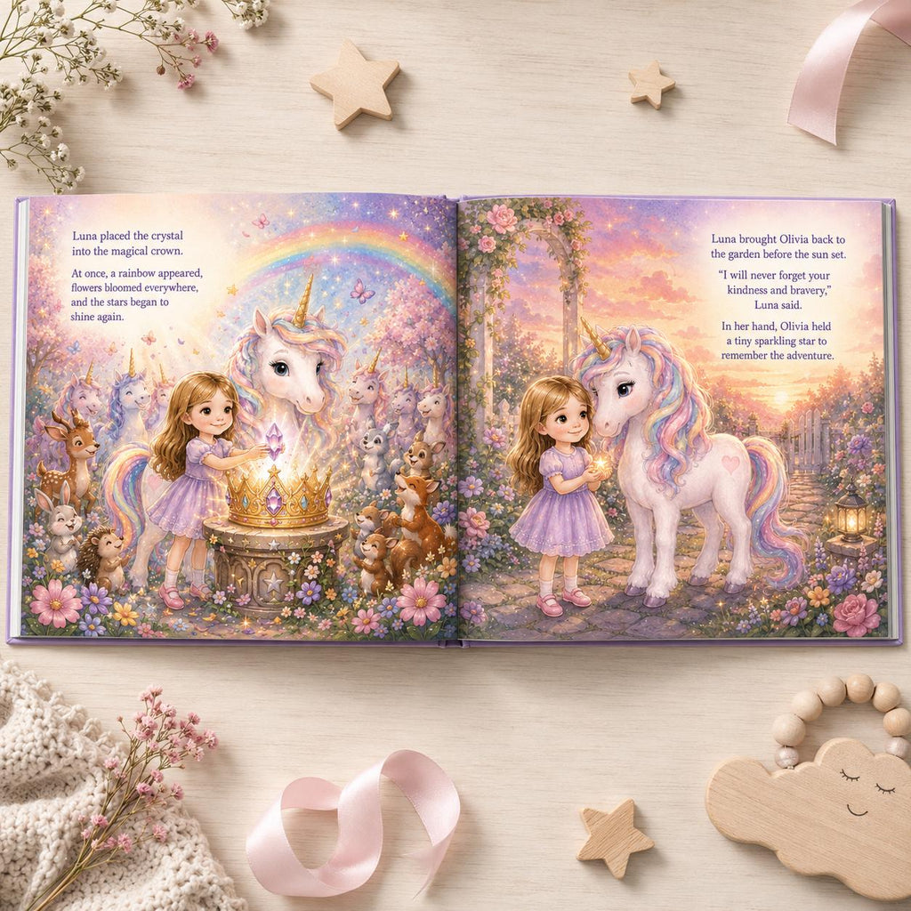 Personalized Unicorn Story Book for Kids, Custom Name Hardcover, Boy or Girl Character, Birthday Gift, Magical Adventure Keepsake for Child