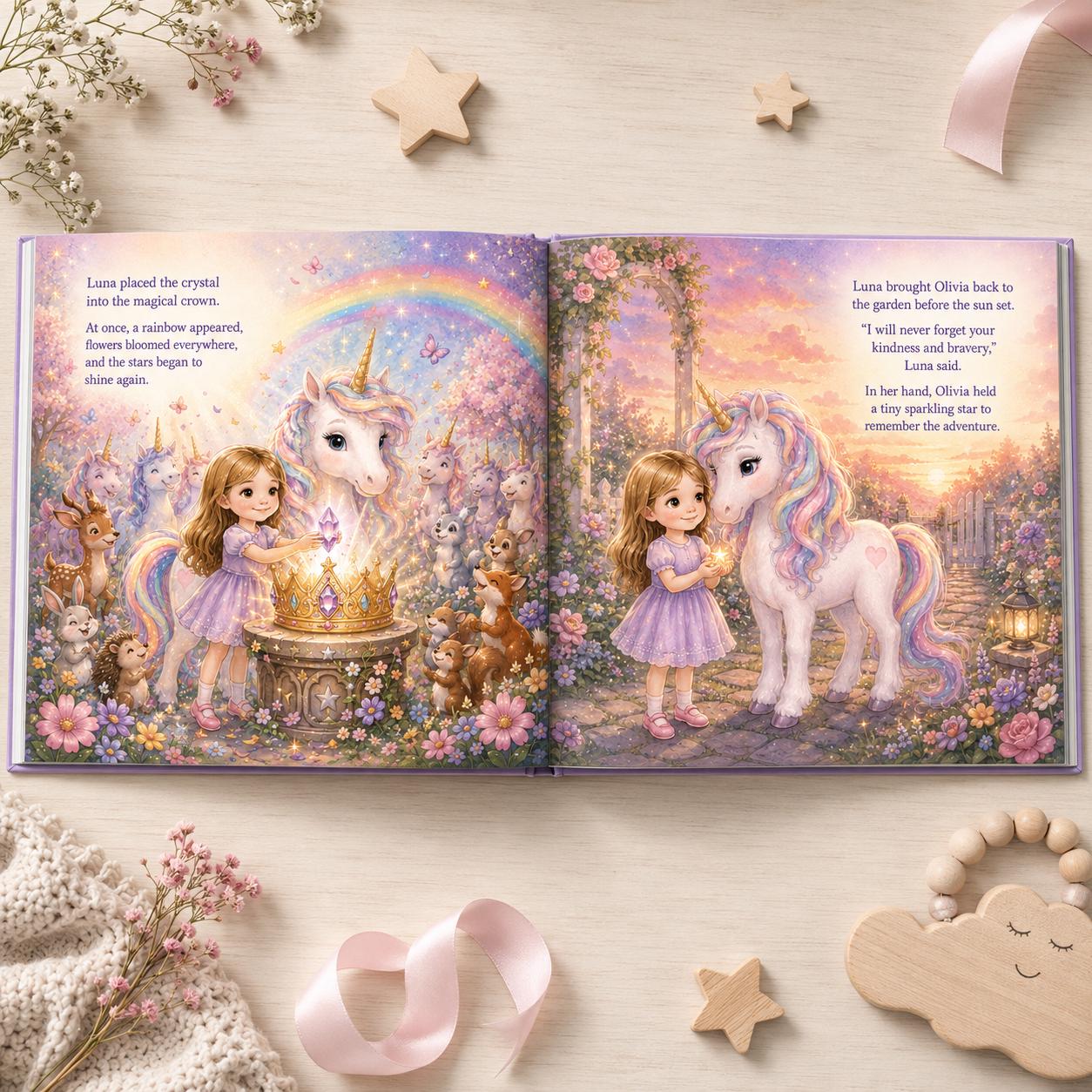 Personalized Unicorn Story Book for Kids, Custom Name Hardcover, Boy or Girl Character, Birthday Gift, Magical Adventure Keepsake for Child
