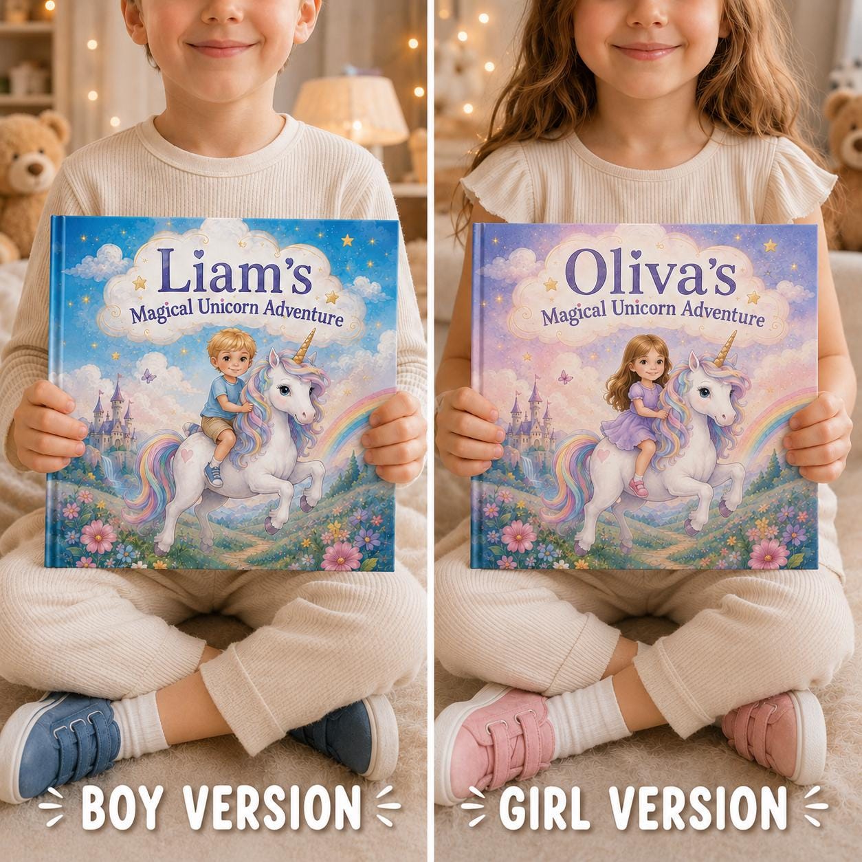 Personalized Unicorn Story Book for Kids, Custom Name Hardcover, Boy or Girl Character, Birthday Gift, Magical Adventure Keepsake for Child