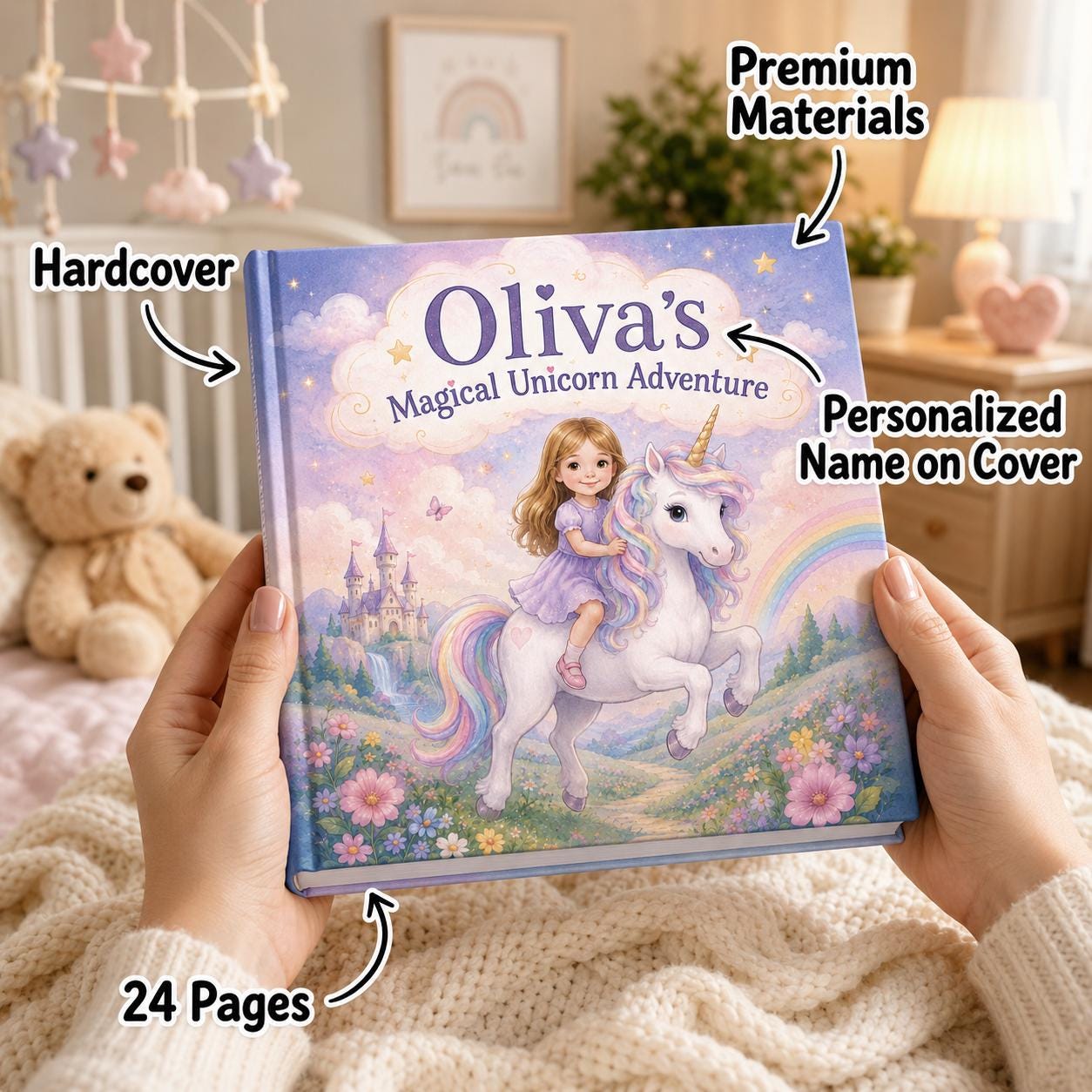 Personalized Unicorn Story Book for Kids, Custom Name Hardcover, Boy or Girl Character, Birthday Gift, Magical Adventure Keepsake for Child