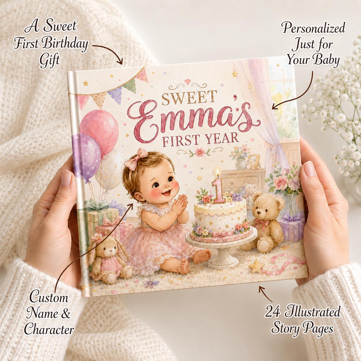 Personalized First Birthday Book | Custom Baby Storybook Keepsake