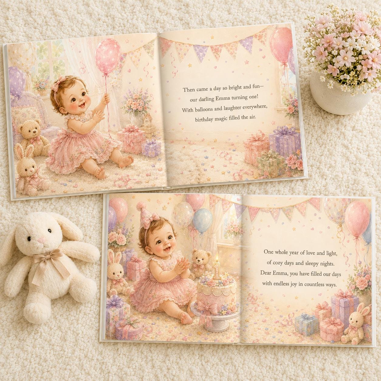 Personalized First Birthday Book | Custom Baby Storybook Keepsake