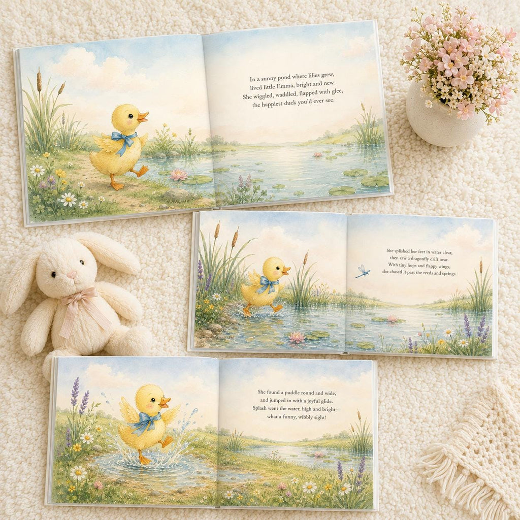 Personalized Duckling Story Book, Custom Name Kids Hardcover Gift