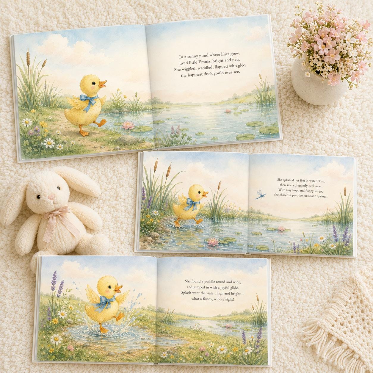 Personalized Duckling Story Book, Custom Name Kids Hardcover Gift