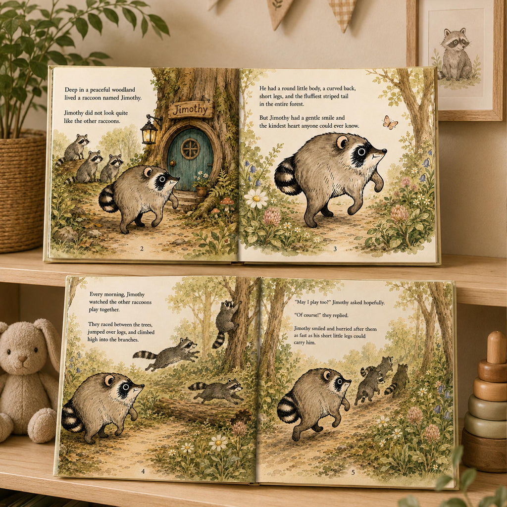 Personalized Jimothy Raccoon Story Book, Seattle Raccoon Children's Book, Woodland Animal Tale, Viral Raccoon Gift, Custom Kids Keepsake