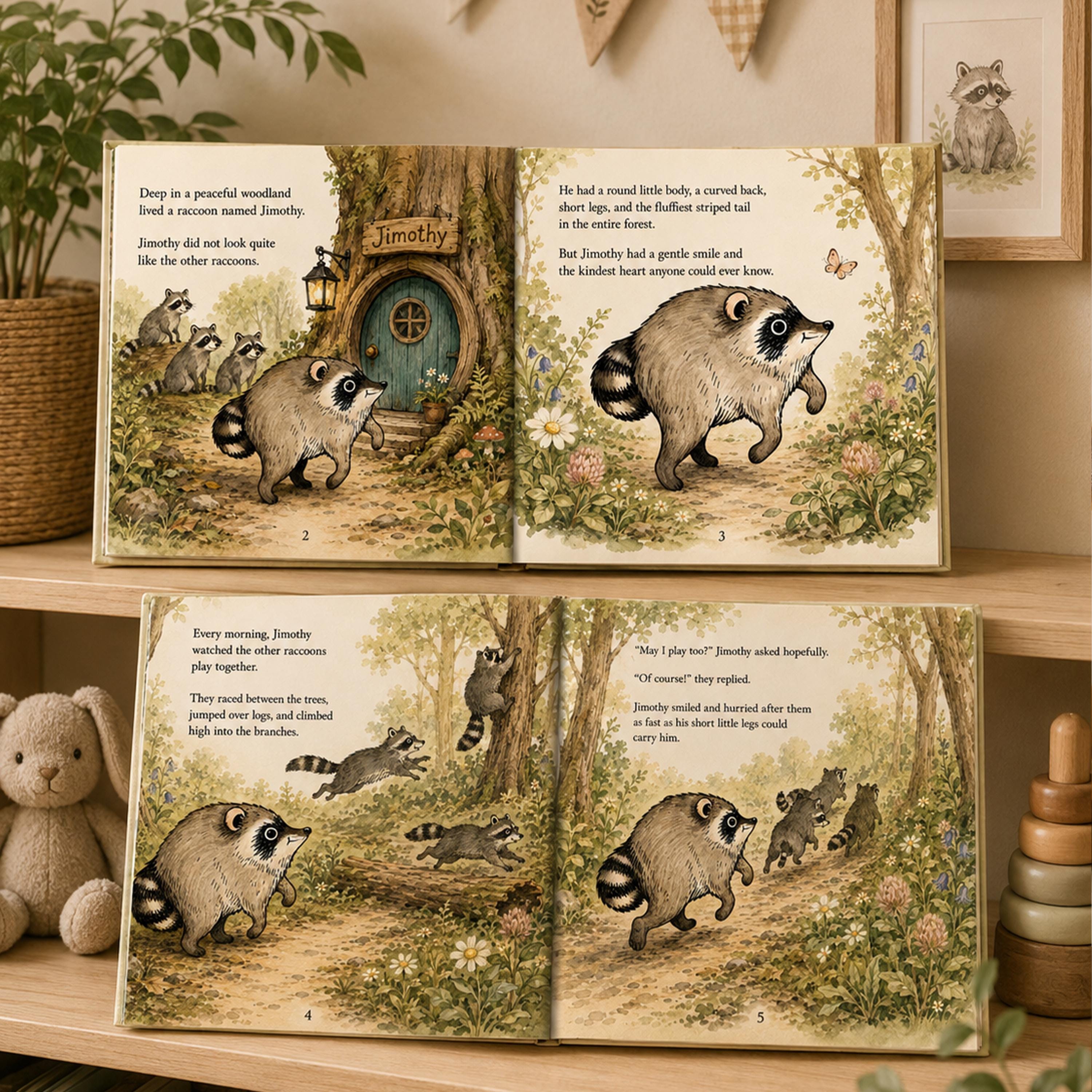 Personalized Jimothy Raccoon Story Book, Seattle Raccoon Children's Book, Woodland Animal Tale, Viral Raccoon Gift, Custom Kids Keepsake